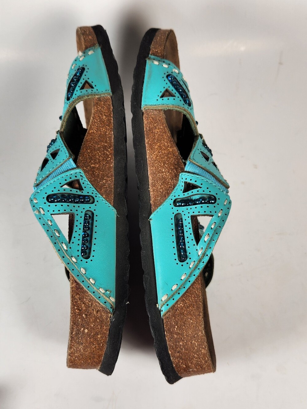 BIRKENSTOCK Betula Womens Joyce Sandal 6 Narrow Turquoise Beaded Leather Shoe - Picture 7 of 11